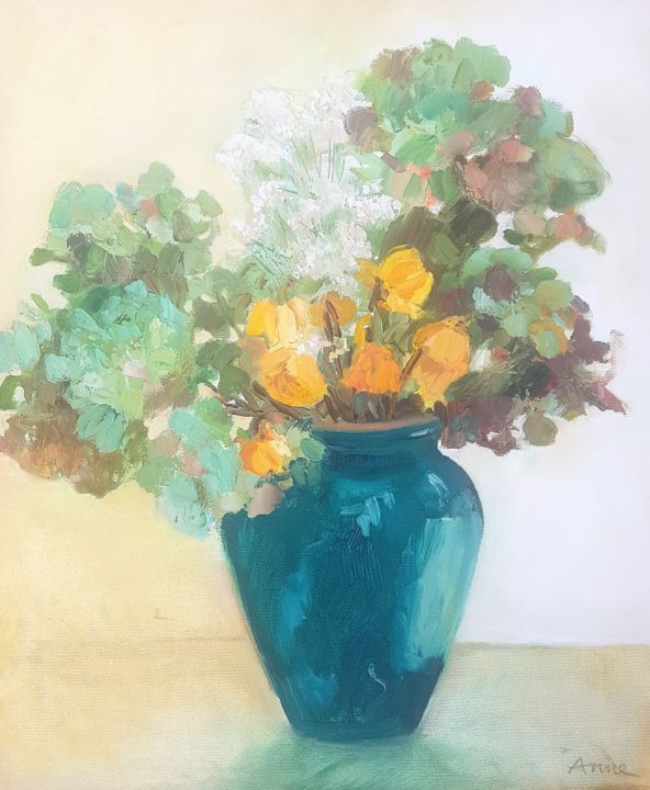 Peinture intitulée "Bouquet 1" par Anne Colineau, Œuvre d'art originale, Huile