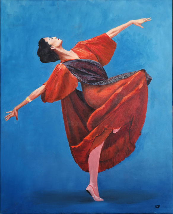 Painting titled "Danseuse en robe Fo…" by Jean-Pierre Vialle, Original Artwork
