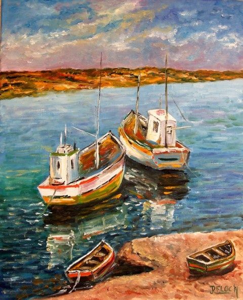 Painting titled "au port" by Jrfloc'H, Original Artwork