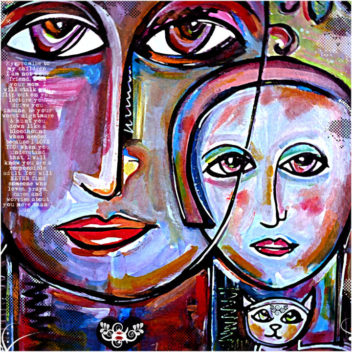 Digital Arts titled "Moher, Daughter and…" by Jesus J. Ruiz, Original Art, Digital Painting