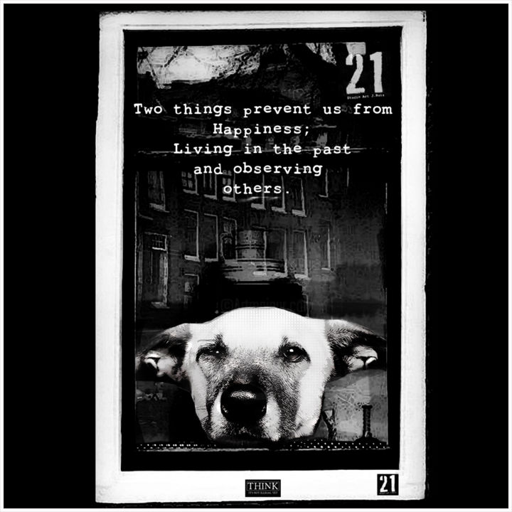 Arte digitale intitolato "Dog thinking Philos…" da Jesus J. Ruiz, Opera d'arte originale