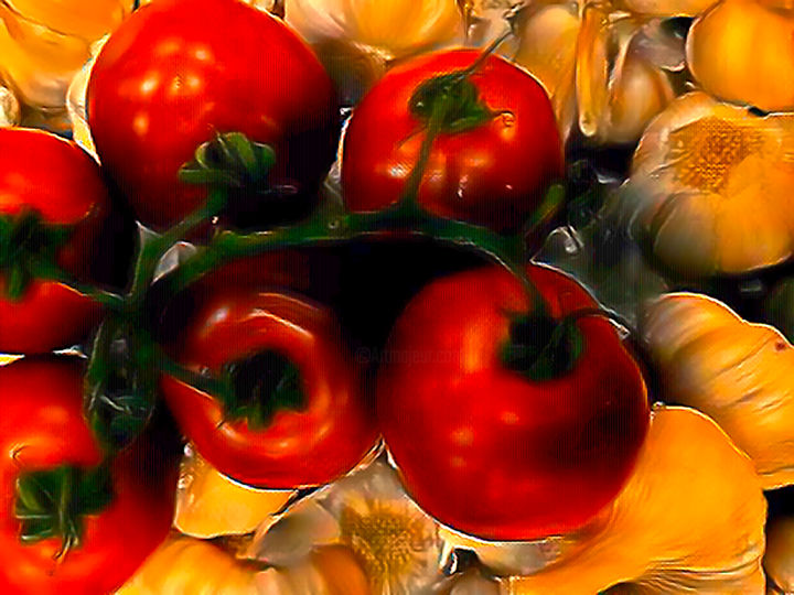 Photography titled "tomates et ail" by Jose Americo Jsilvares, Original Artwork, Digital Photography