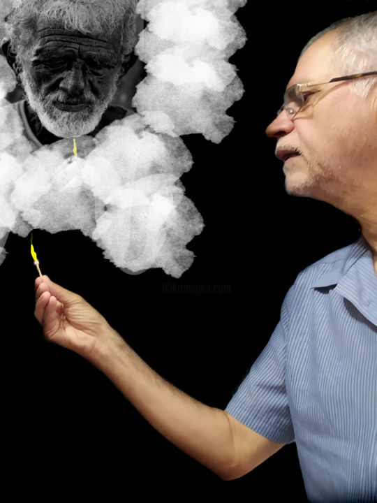 Photographie intitulée "o gênio da fumaça" par Jose Americo Jsilvares, Œuvre d'art originale, Photographie manipulée