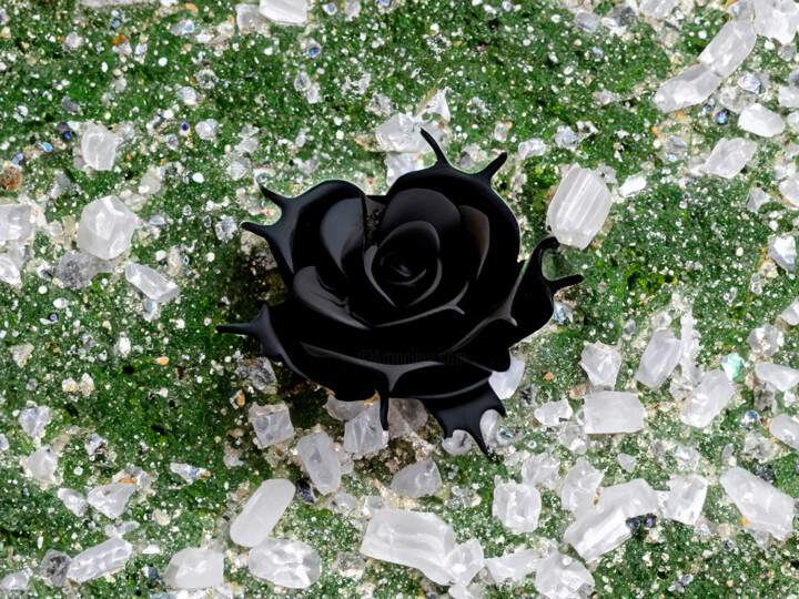 Fotografie getiteld "Black rose" door Jose Americo Jsilvares, Origineel Kunstwerk, AI gegenereerde afbeelding