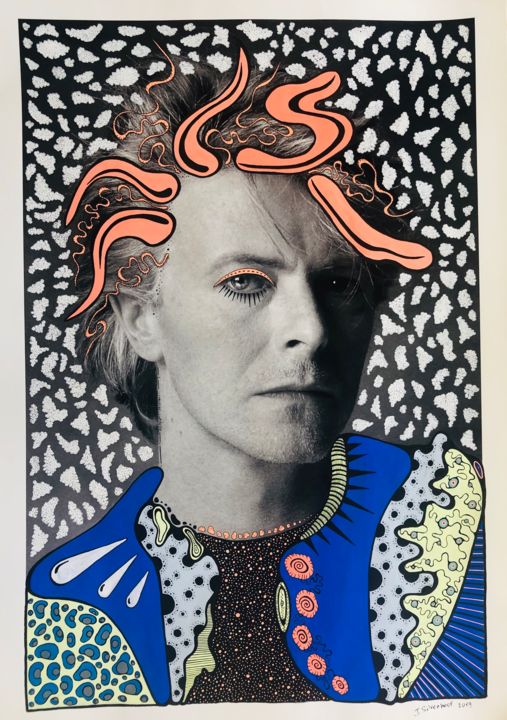 Peinture intitulée "Bowie" par Silverhoof, Œuvre d'art originale, Acrylique