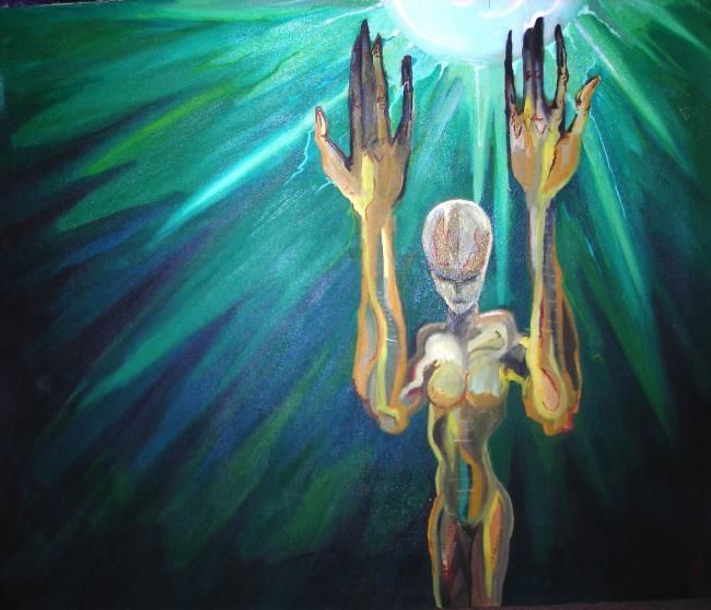 Painting titled "holder of the light" by Justin Singh, Original Artwork