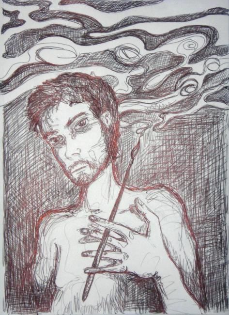 Drawing titled "self portrait" by Justin Singh, Original Artwork