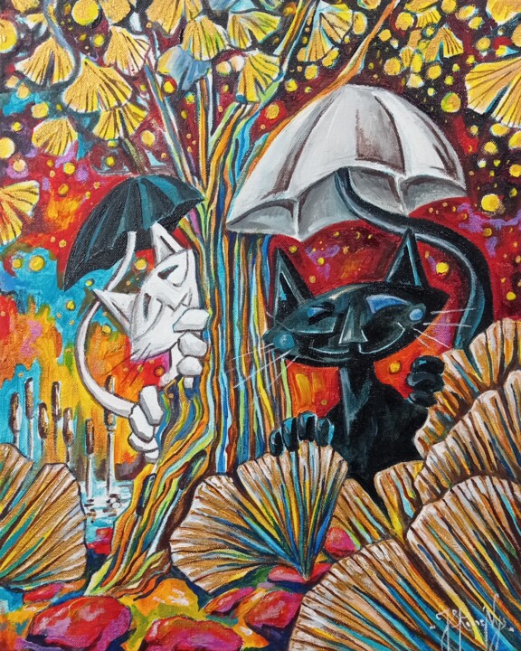 Malarstwo zatytułowany „Charapluies” autorstwa Jsroosenys, Oryginalna praca, Akryl Zamontowany na artwork_cat.
