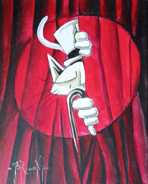 Painting titled "Show must go on" by Jsroosenys, Original Artwork, Acrylic Mounted on Cardboard