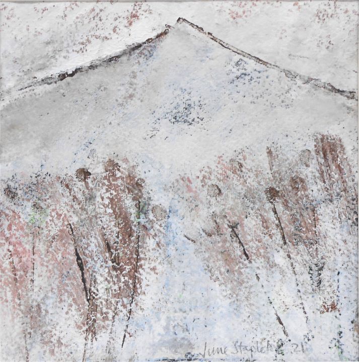 Painting titled "Mountain 5" by June Stapleton, Original Artwork, Acrylic Mounted on Cardboard