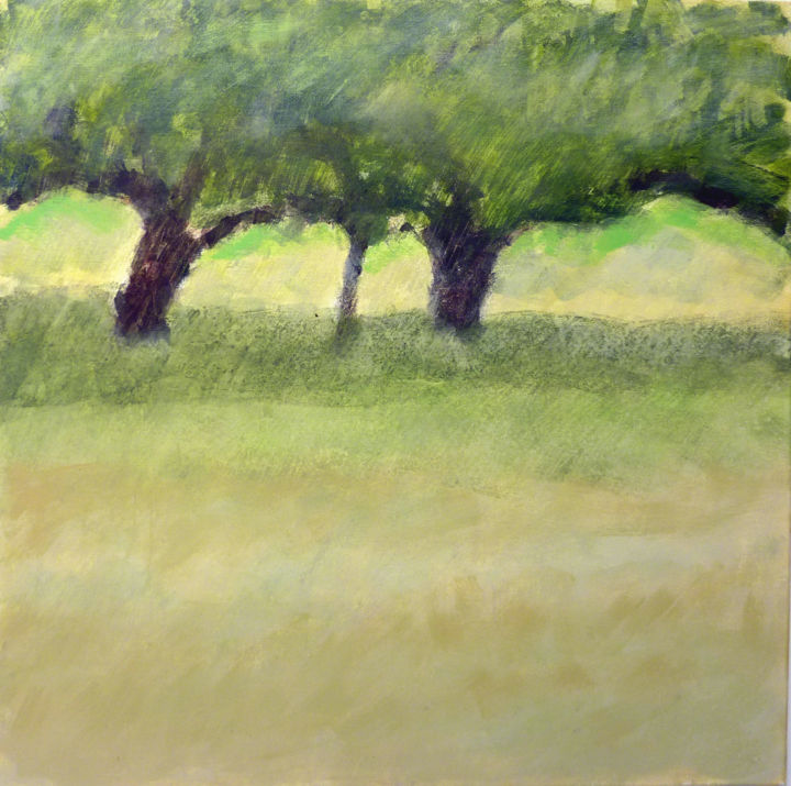 Painting titled "under the trees" by June Stapleton, Original Artwork, Acrylic