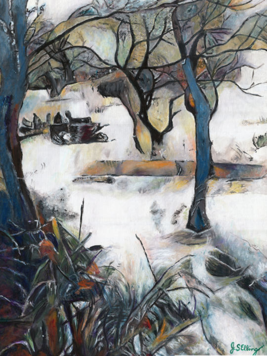 Painting titled "Snow in a Kaleidosc…" by J S Ellington, Original Artwork, Acrylic