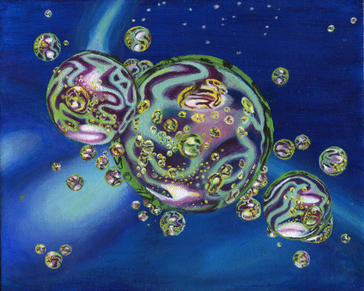 Painting titled "Bubbles Universe" by J S Ellington, Original Artwork, Acrylic
