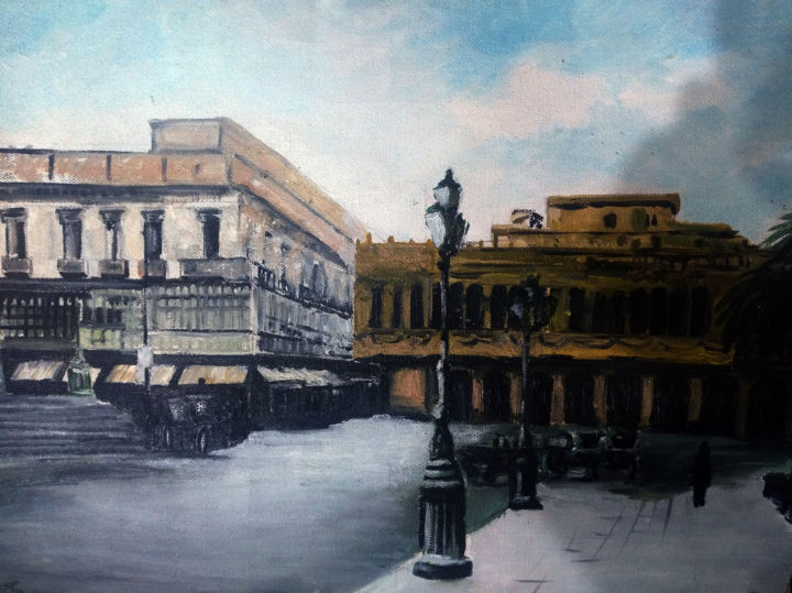 Картина под названием "Plaza mayor de Lima…" - Javier Alberto Torres Saybay, Подлинное произведение искусства, Масло