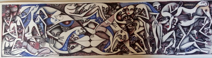 Desenho intitulada "Dois cérebros, dois…" por Mamintelane, Obras de arte originais, Canetac de aerossol
