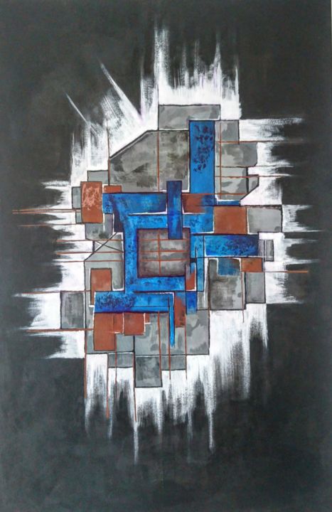Painting titled "Superposition" by Julien Roques, Original Artwork, Acrylic