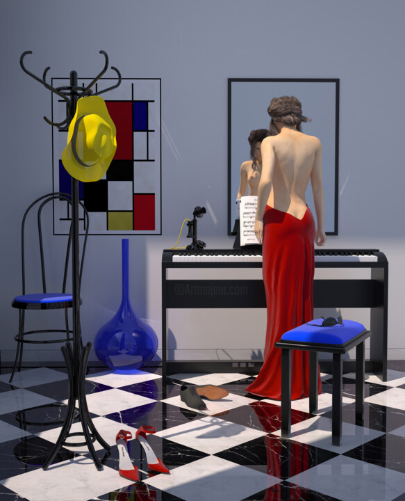 「VENUS RGB」というタイトルのデジタルアーツ Juan Aguirreによって, オリジナルのアートワーク, 3Dスカルプティング ウッドパネルにマウント
