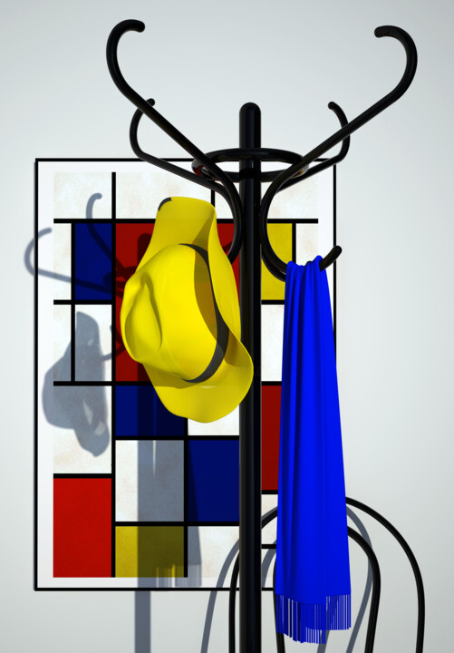 Digitale Kunst getiteld "SINTESIS RGB" door Juan Aguirre, Origineel Kunstwerk, 3D-modellering Gemonteerd op Houten paneel