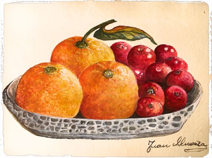 Painting titled "fruits" by Almanzart, Original Artwork, Watercolor