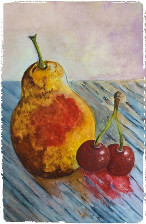 Painting titled "Still life" by Almanzart, Original Artwork, Watercolor