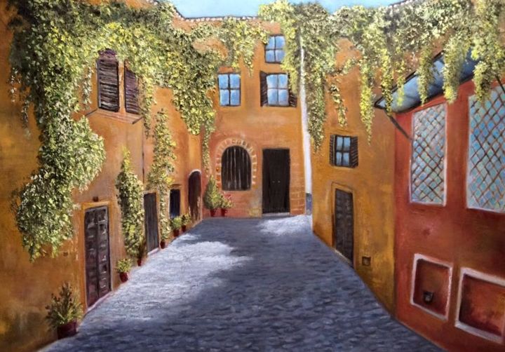 Painting titled "trastevere.jpg" by Almanzart, Original Artwork, Oil