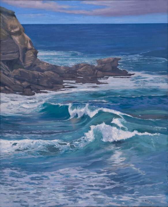 Painting titled "Cantabrico" by Juan Álvarez Cebrián, Original Artwork, Oil Mounted on Wood Stretcher frame