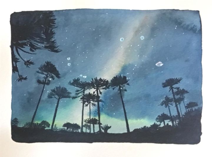 Painting titled "Nocturno uno dos tr…" by Juan Bautista, Original Art, Watercolor