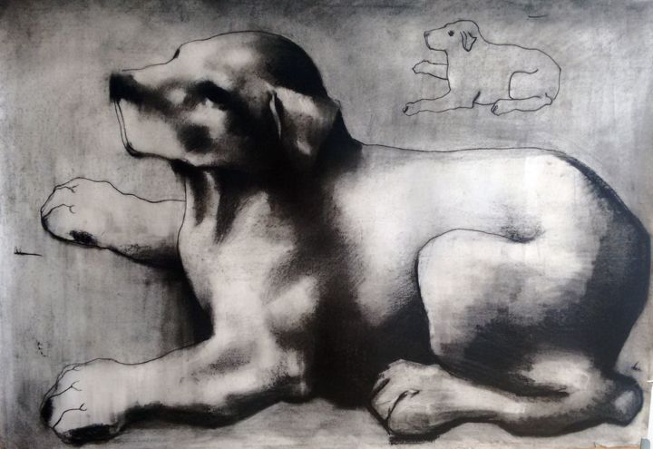 Tekening getiteld "perros-art-4.jpg" door Juan Bernadō, Origineel Kunstwerk, Houtskool
