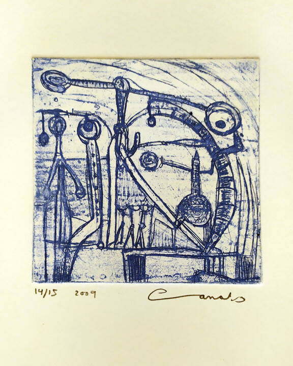 Gravures & estampes intitulée "Fenomenolillos. Joa…" par Juan Canals Carreras, Œuvre d'art originale, Collagraphie