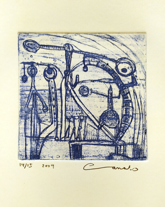 Printmaking titled "Fenomenolillos. Joa…" by Juan Canals Carreras, Original Artwork, Collagraphy