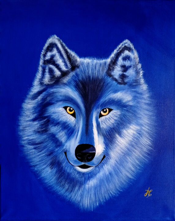 Pintura titulada "Lobo" por Juan Carlos Cabrejos, Obra de arte original, Acrílico Montado en Bastidor de camilla de madera