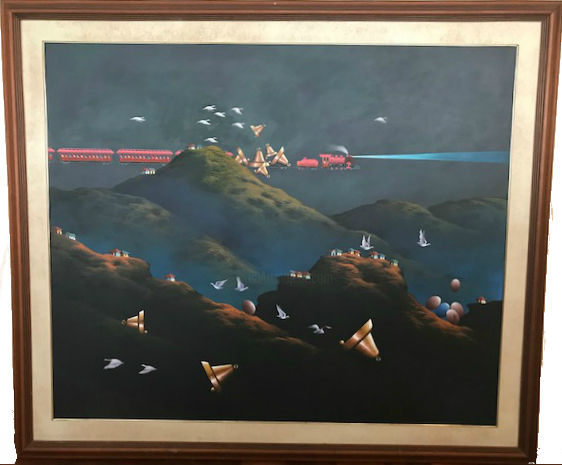 Pittura intitolato "tren-rojo.jpg" da Juan Carlos Endara, Opera d'arte originale, Acrilico