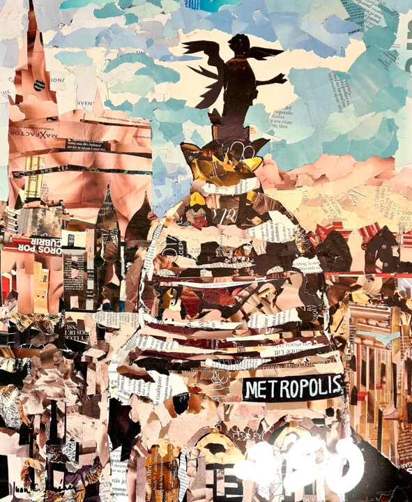 Collages intitulée "METRÓPOLIS" par Juan Carlos Jimenez Diaz, Œuvre d'art originale, Collages Monté sur Châssis en bois