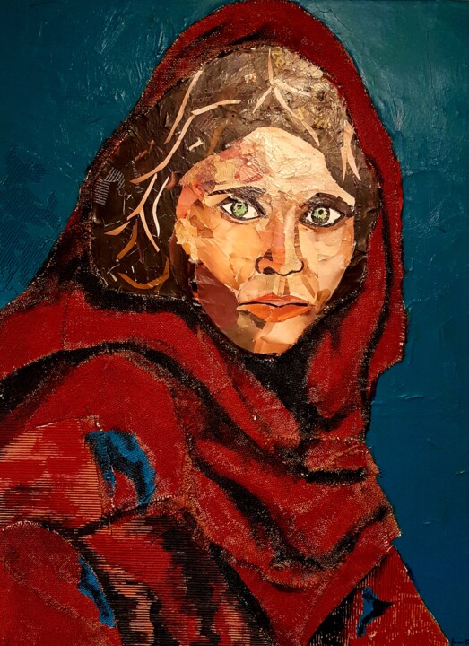 Collages intitulée "LA CHICA" par Juan Carlos Jimenez Diaz, Œuvre d'art originale, Collages Monté sur Châssis en bois