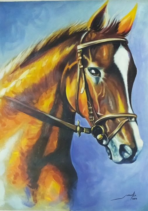 Peinture intitulée "Corcel" par Juan Carlos Leyva, Œuvre d'art originale, Huile