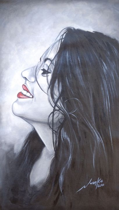 Peinture intitulée "Retrato de Yeli" par Juan Carlos Leyva, Œuvre d'art originale, Encre