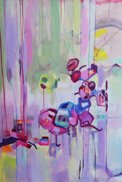 Painting titled "Staircase through a…" by Juan Carlos Lopez, Original Art, Acrylic