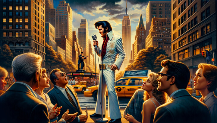 Arte digital titulada "Elvis Canta en las…" por Juan Carlos Pascual, Obra de arte original, Pintura Digital