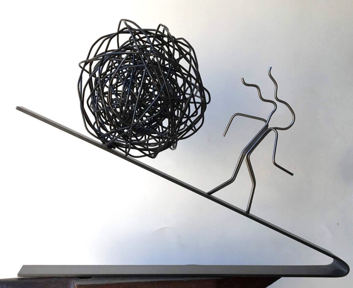 Sculpture intitulée ""CORRE Y NO MIRES A…" par Juan Carlos Sánchez De La Nieta, Œuvre d'art originale, Métaux