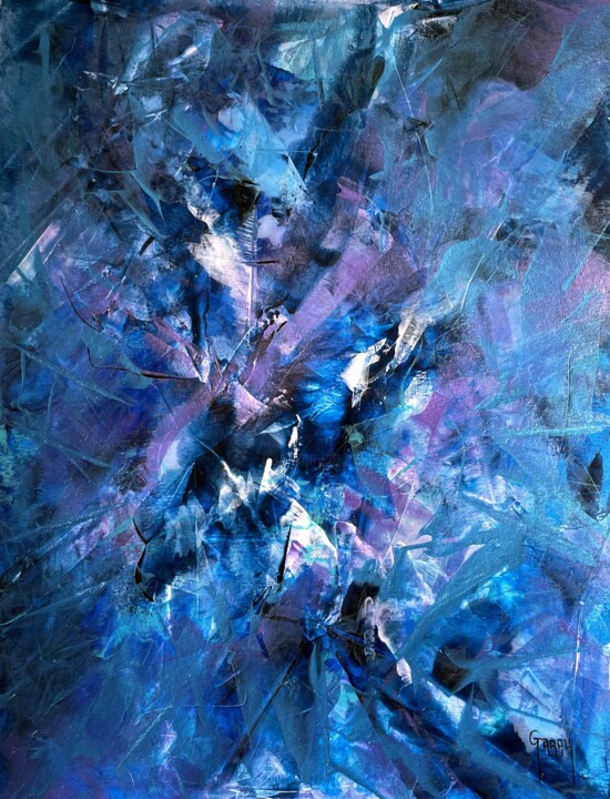 Painting titled "Blue Stellar 003" by Juan José Garay, Original Artwork, Acrylic Mounted on Other rigid panel