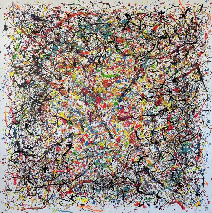 Pintura intitulada "Cosmic Explosion in…" por Juan José Garay, Obras de arte originais, Acrílico Montado em Armação em madei…