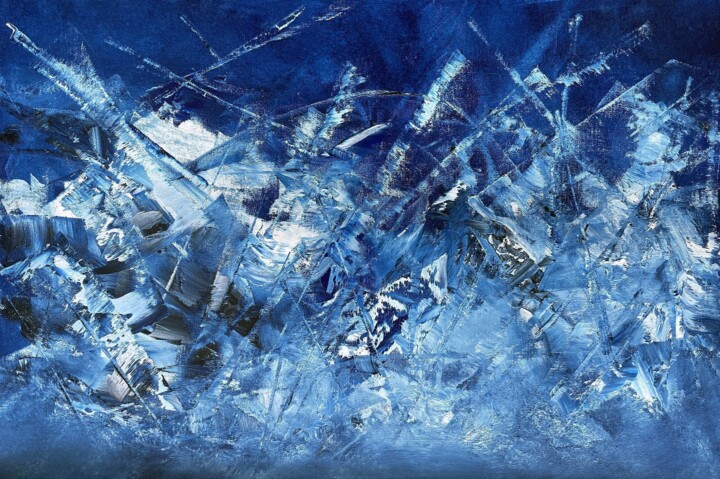 Painting titled "BLUE COSMIC 03" by Juan José Garay, Original Artwork, Oil Mounted on Aluminium