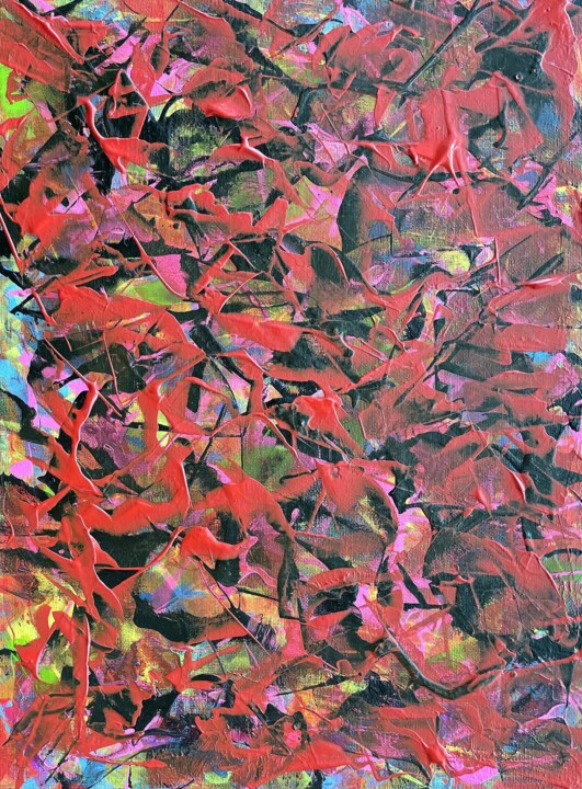 Painting titled "Red" by Juan José Garay, Original Artwork, Acrylic Mounted on Other rigid panel