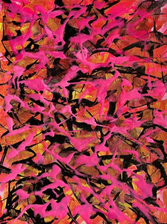 Painting titled "Pink" by Juan José Garay, Original Artwork, Acrylic Mounted on Other rigid panel