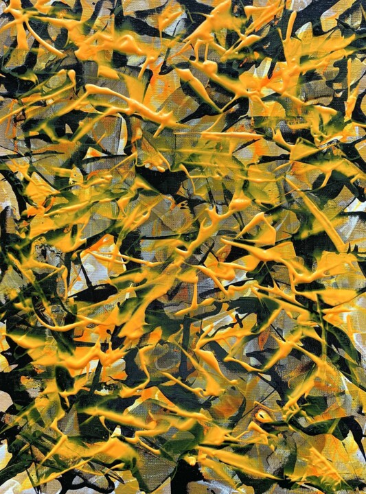 Painting titled "Orange 01" by Juan José Garay, Original Artwork, Acrylic Mounted on Other rigid panel