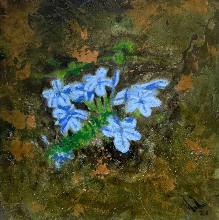 Pintura titulada "Florecillas azules" por Juan José Molina Gallardo, Obra de arte original, Oleo