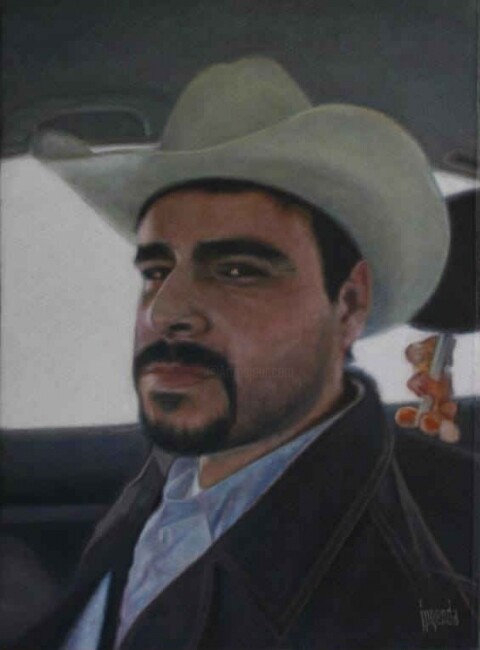 Painting titled "Close-up Cowboy (Jo…" by Juan Pablo Genda, Original Artwork