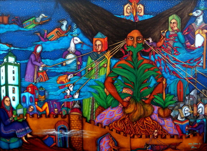 Pintura titulada "Et si elles tombaie…" por Juana Sabina Ortega, Obra de arte original, Acrílico