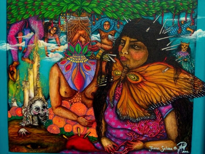 Peinture intitulée "Les funérailles du…" par Juana Sabina Ortega, Œuvre d'art originale