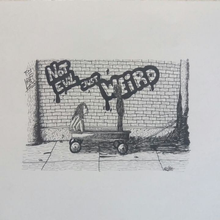 Drawing titled "The Wagon" by Jamie Green, Original Artwork